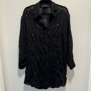 Rdalamal for Anthropologie Sheer Black Sequin Dress